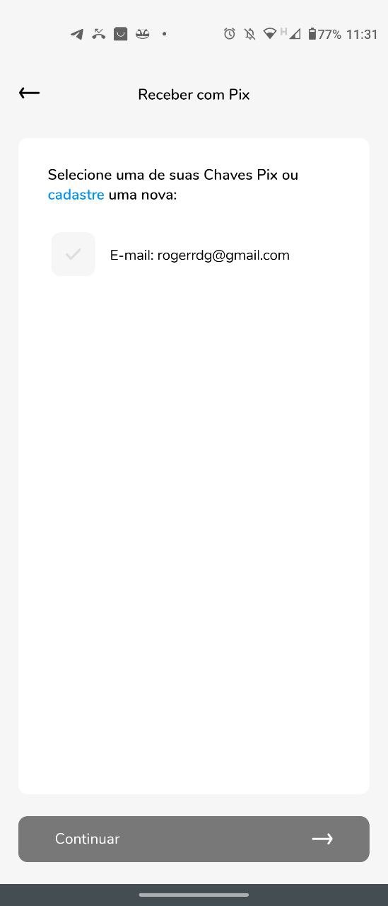 Chave já cadastrada pra receber