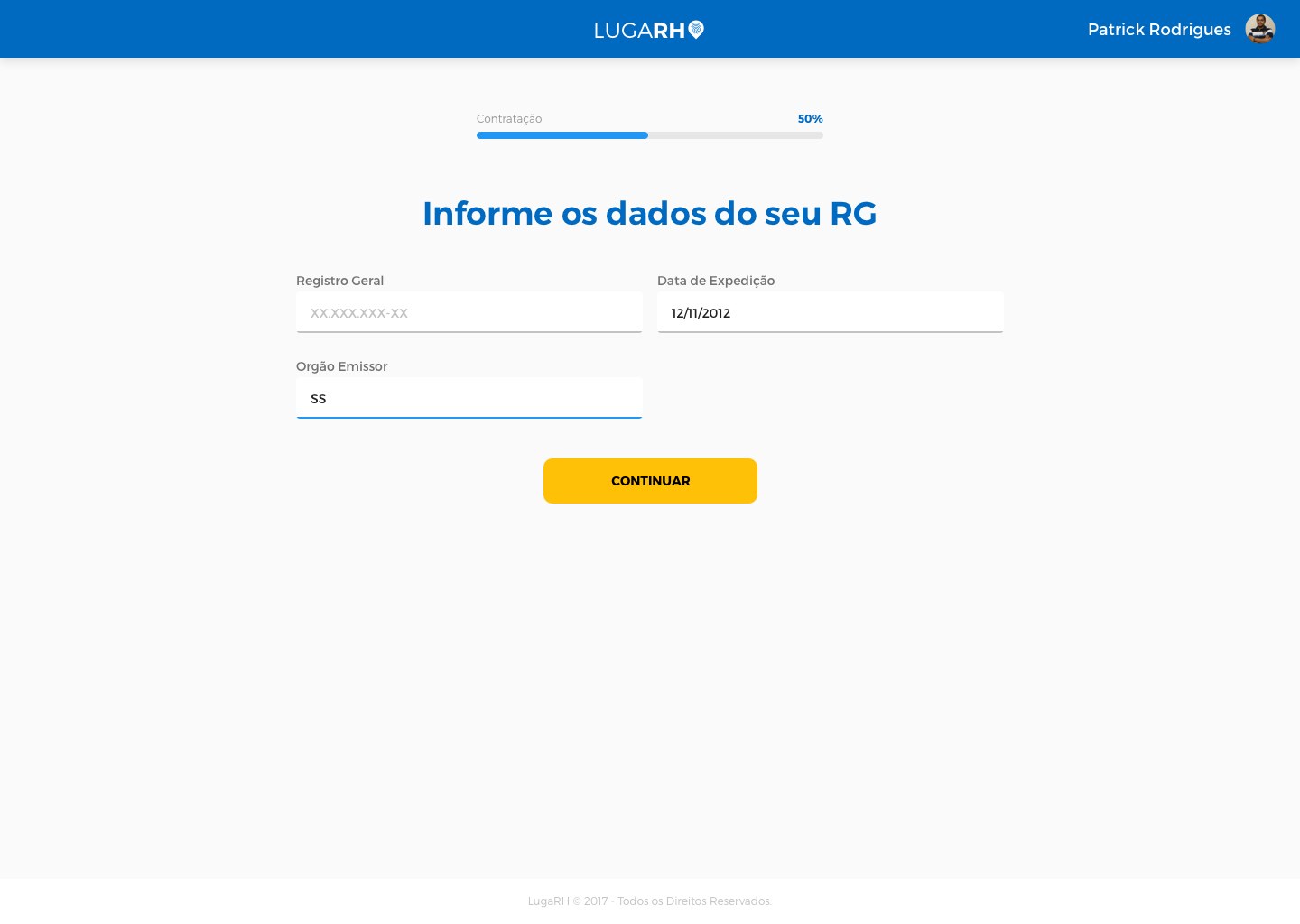 Envio de documentos, com progresso sempre visível